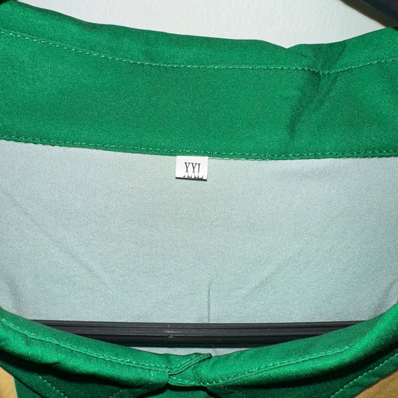 Button-Up Shirt Green/Yellow Size XXL with Shamrock Print Irish Clover NEW - Picture 7 of 10